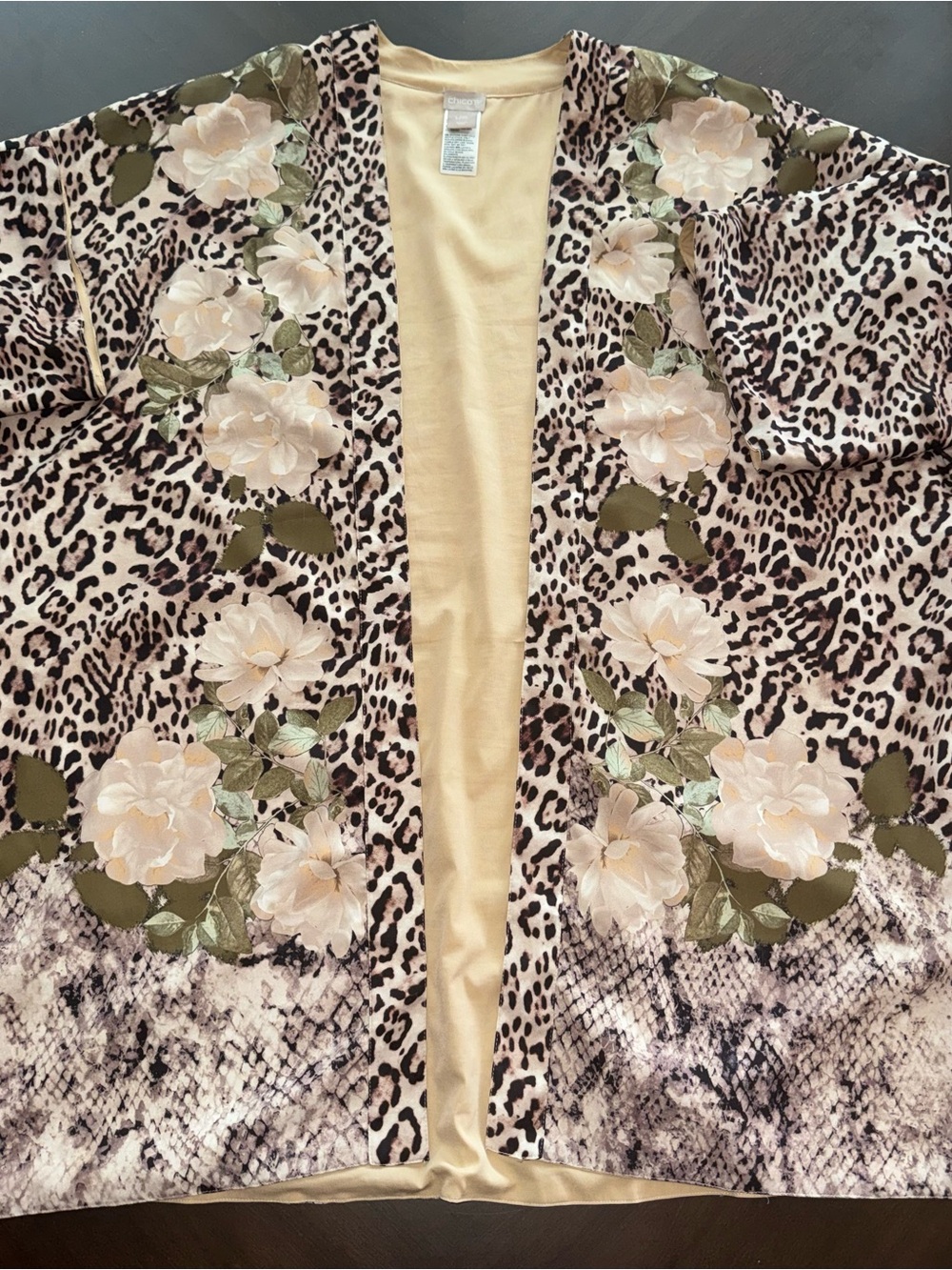 Chico's Beige/Tan Leopard Kimono - Picture 3 of 13